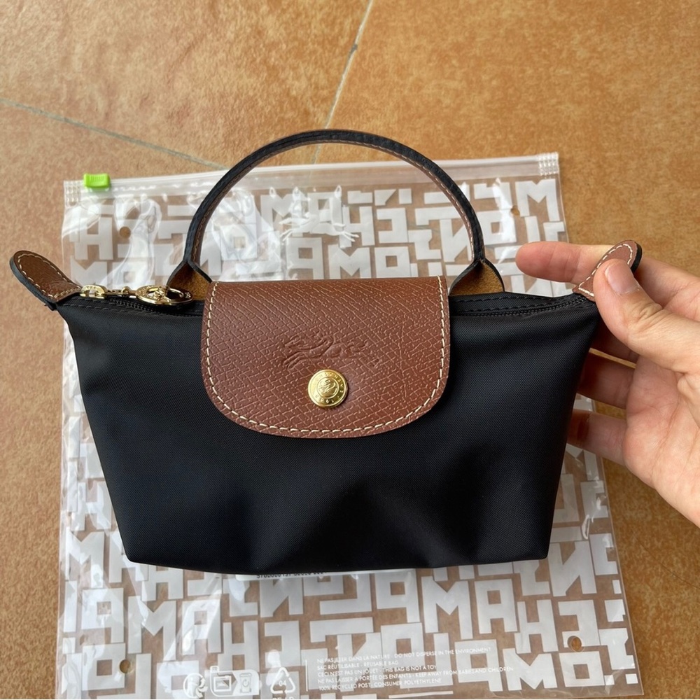 Longchamp Black and Brown Mini Bag